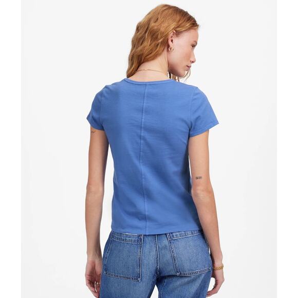 Madewell Essential Slim Tee WMNS S Delphinium Blue Lightweight Cotton Pullover - Picture 3 of 9